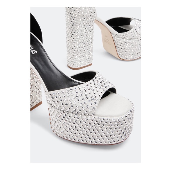 🛑 SOLD 🛑New! PARIS TEXAS Holly Tatiana Block Heel Crystal Platform Sandals - Picture 5 of 17